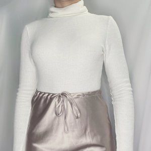 White Ribbed Turtleneck Sweater